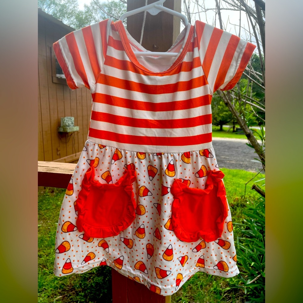 Super cute candy corn toddler dress size 12-18 month